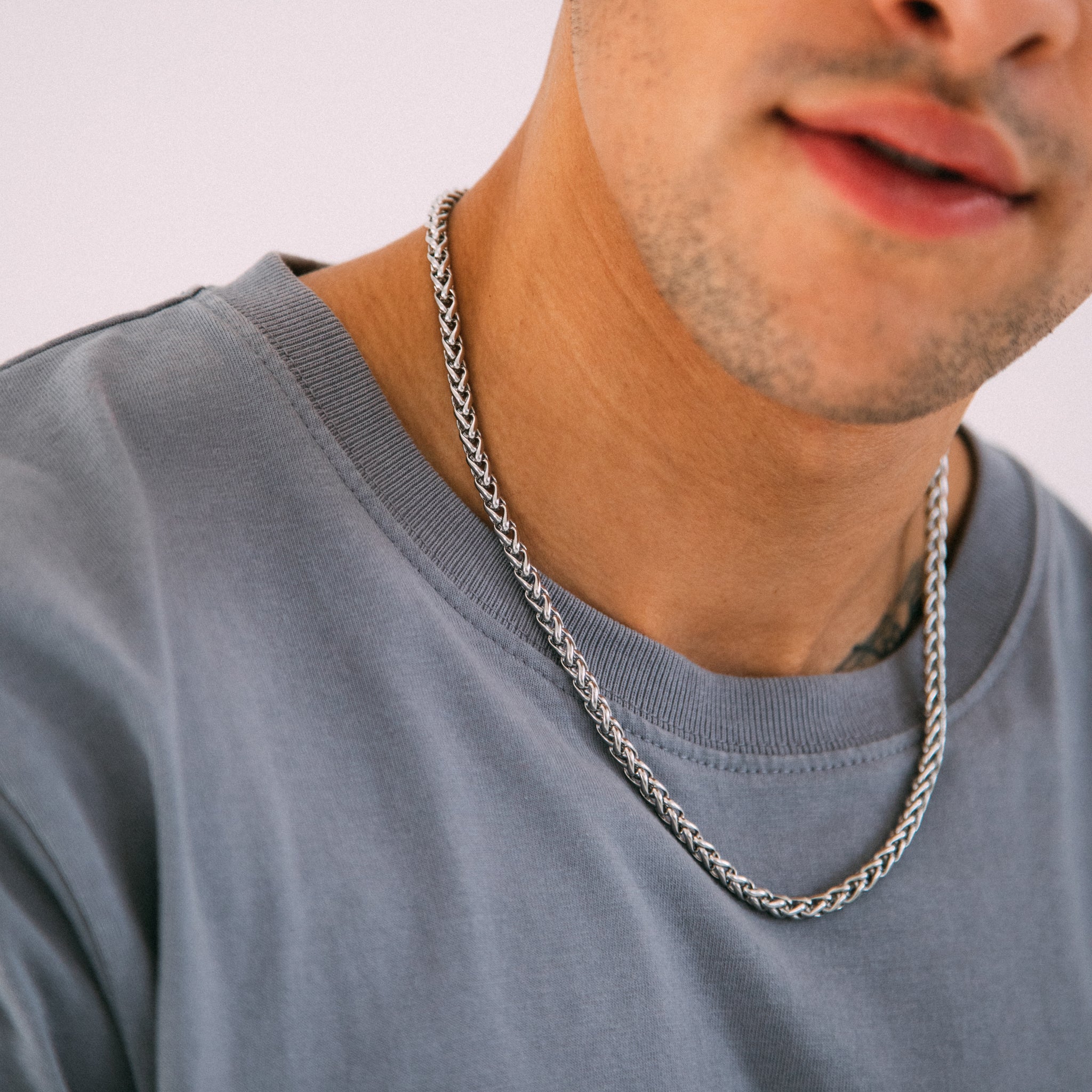 Buy Stainless Steel Necklaces for Men Women, 3mm Wheat Chain Necklace  Choker, Wholesale Mens Necklace Gold & Silver Online in India - Etsy
